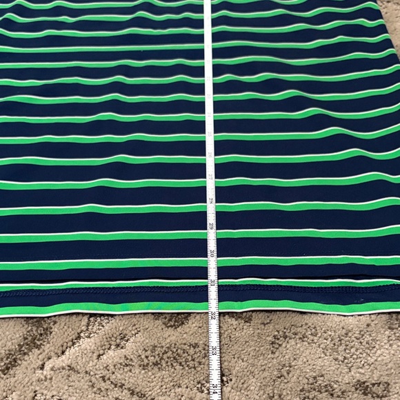 RLX Ralph Lauren Navy and Lime Striped Polo Shirt - Picture 6 of 7